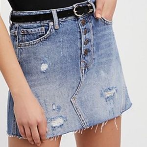 Free people distressed denim skirt in GREY.